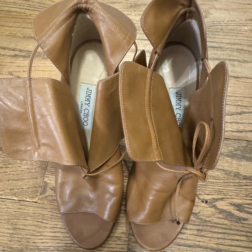 Jimmy Choo Tan Lace Up Boots